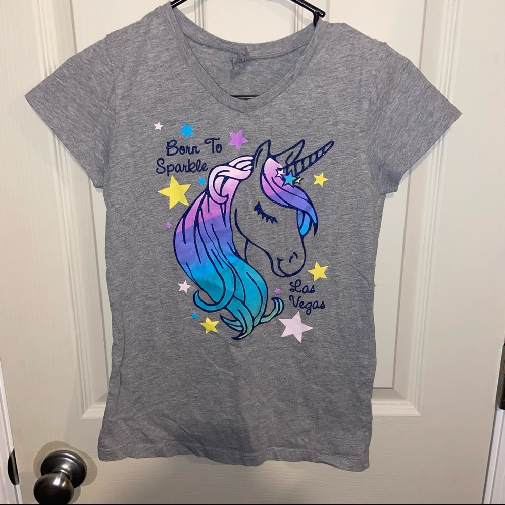 Las Vegas girls gray shirt XL unicorn - Picture 1 of 6